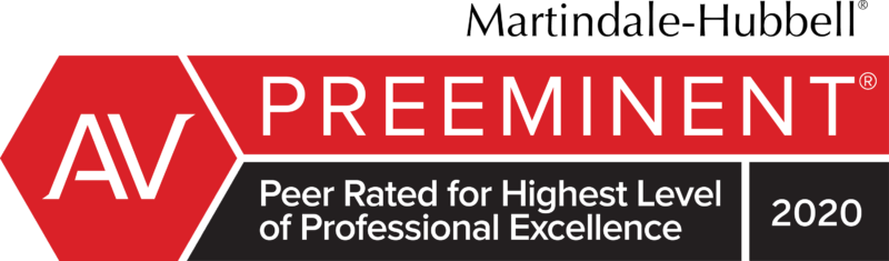   Martindale-Hubbell Preeminent Peer Rated for Highest Level of Professional Excellence 2020